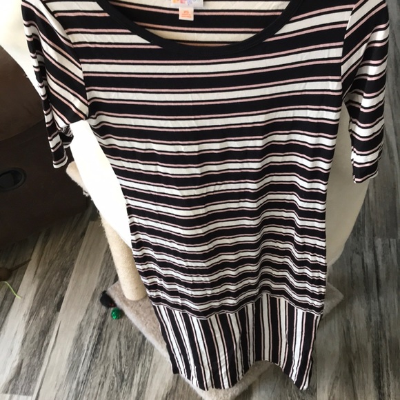 LULAROE PINK, BLACK, WHITE STRIPES DRESS BY SIZE SMALL - Picture 4 of 4